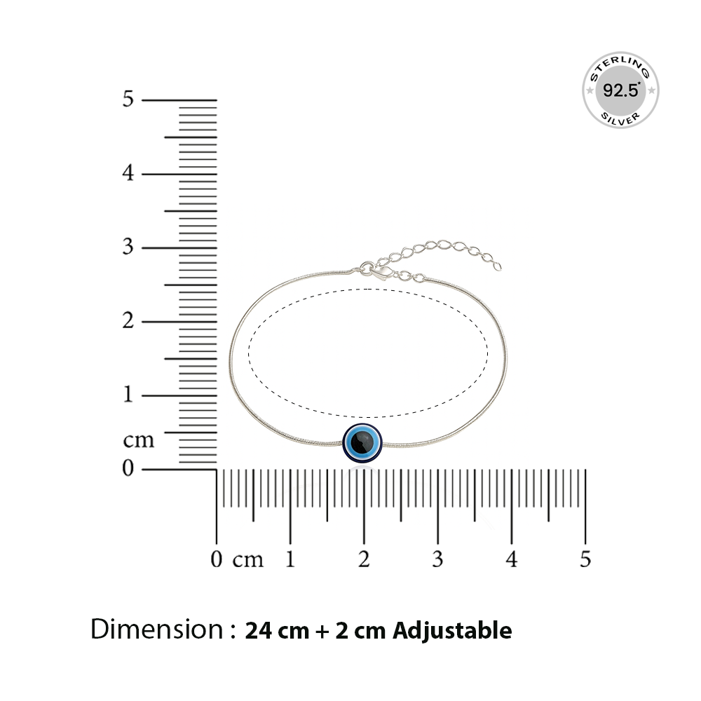 Silver Single Evil Eye Anklet