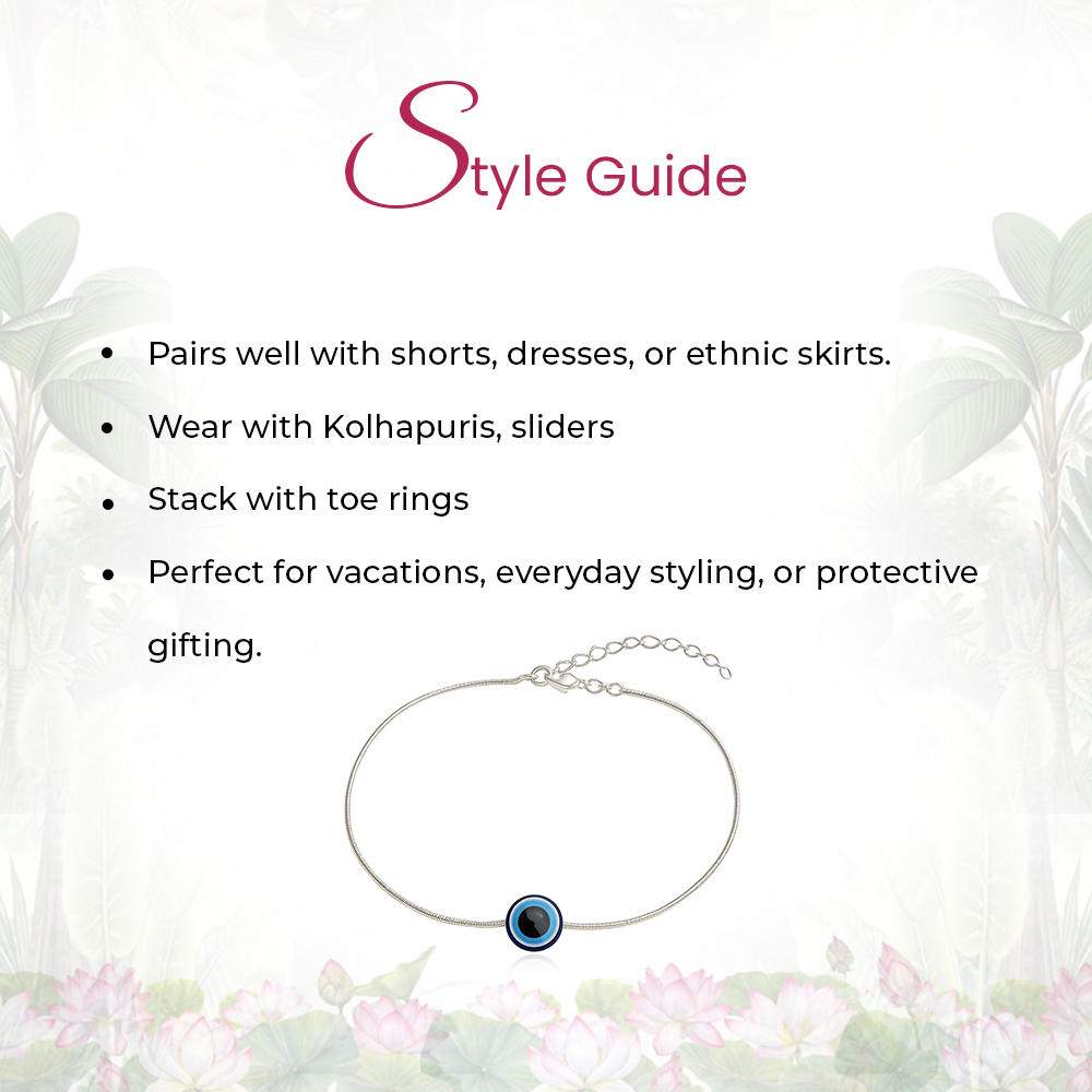 Silver Single Evil Eye Anklet