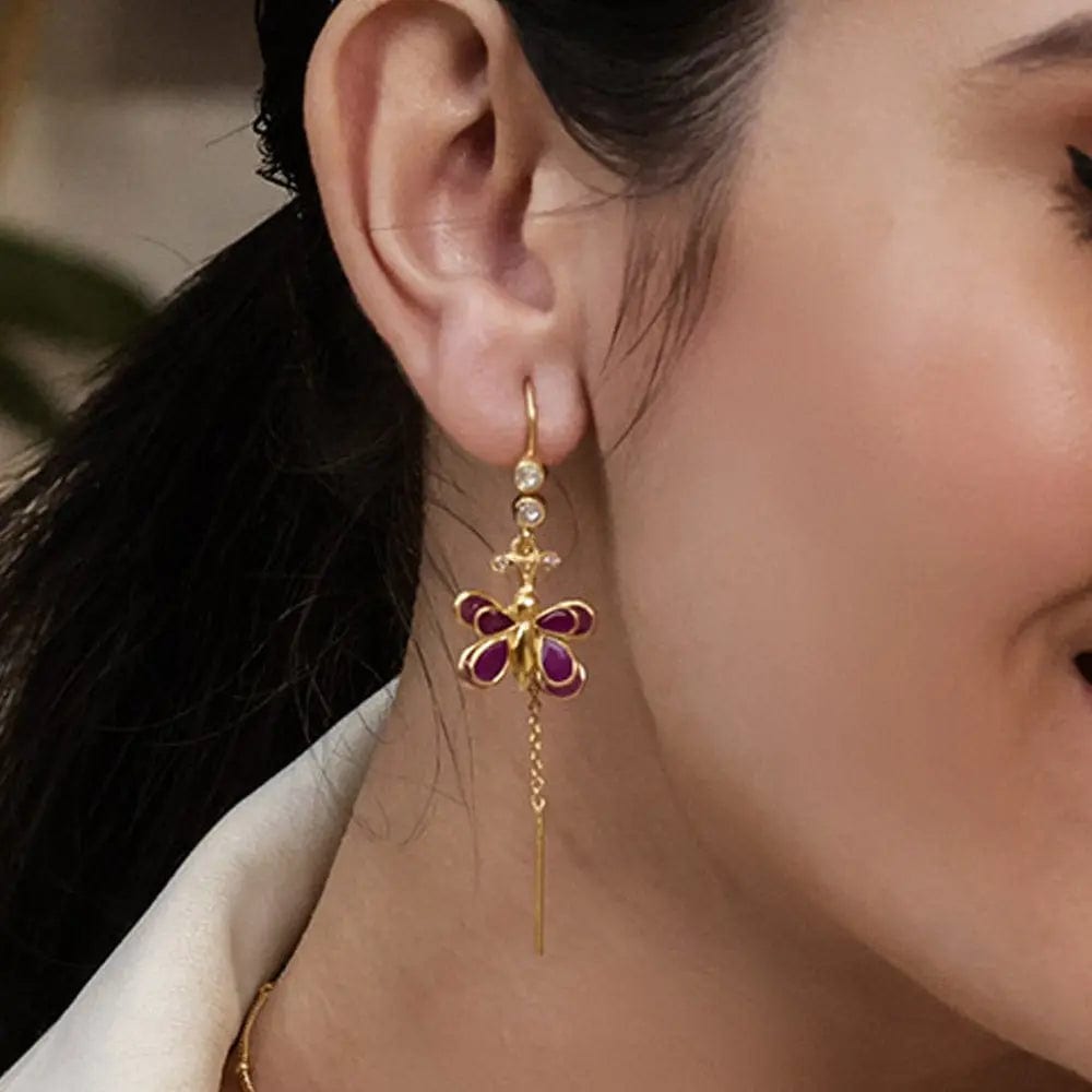 925 Sterling Silver Butterfly Sui Dhaga Earrings
