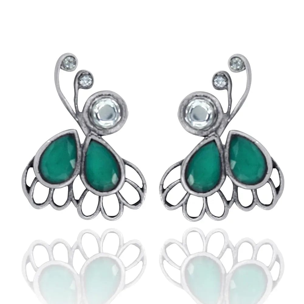 92.5 Silver Green Stone Earring