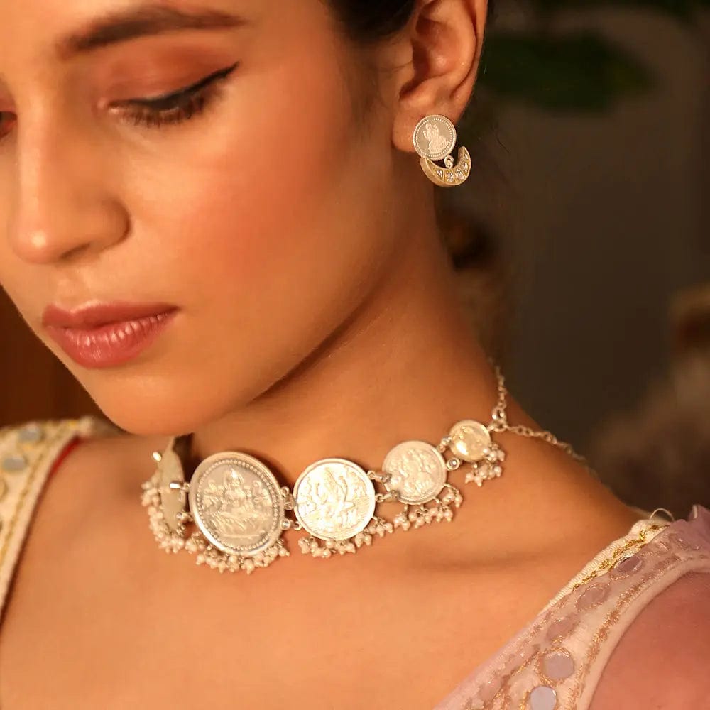 92.5 Silver Lakshmi Choker
