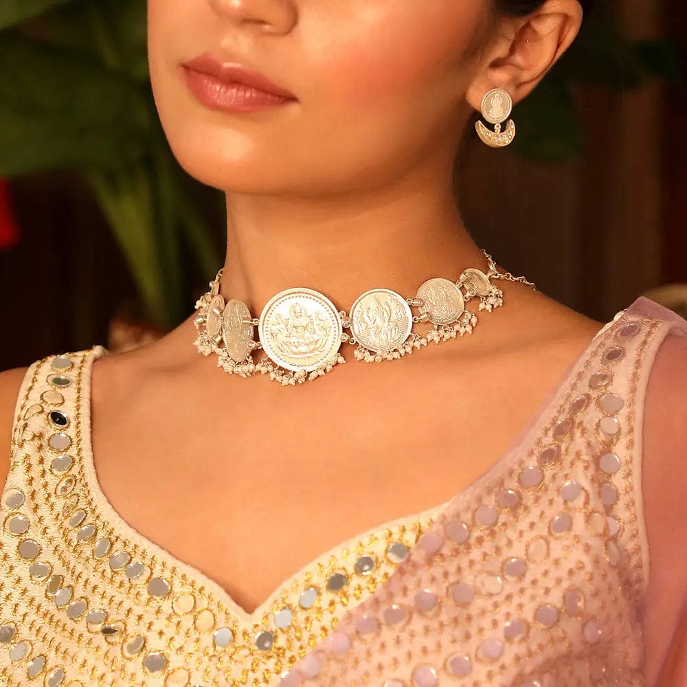 92.5 Silver Lakshmi Choker