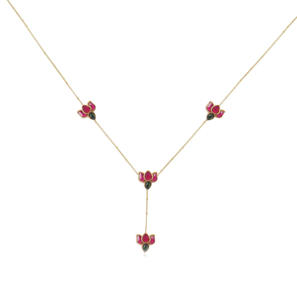 92.5 Silver Lotus Necklace Set