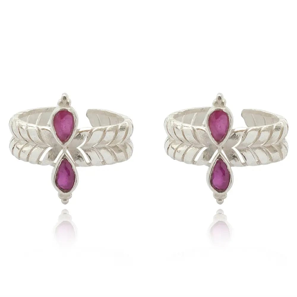 92.5 Silver Pink Toe Ring