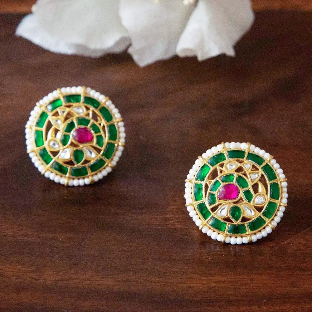 92.5 Silver Round Peacock Studs