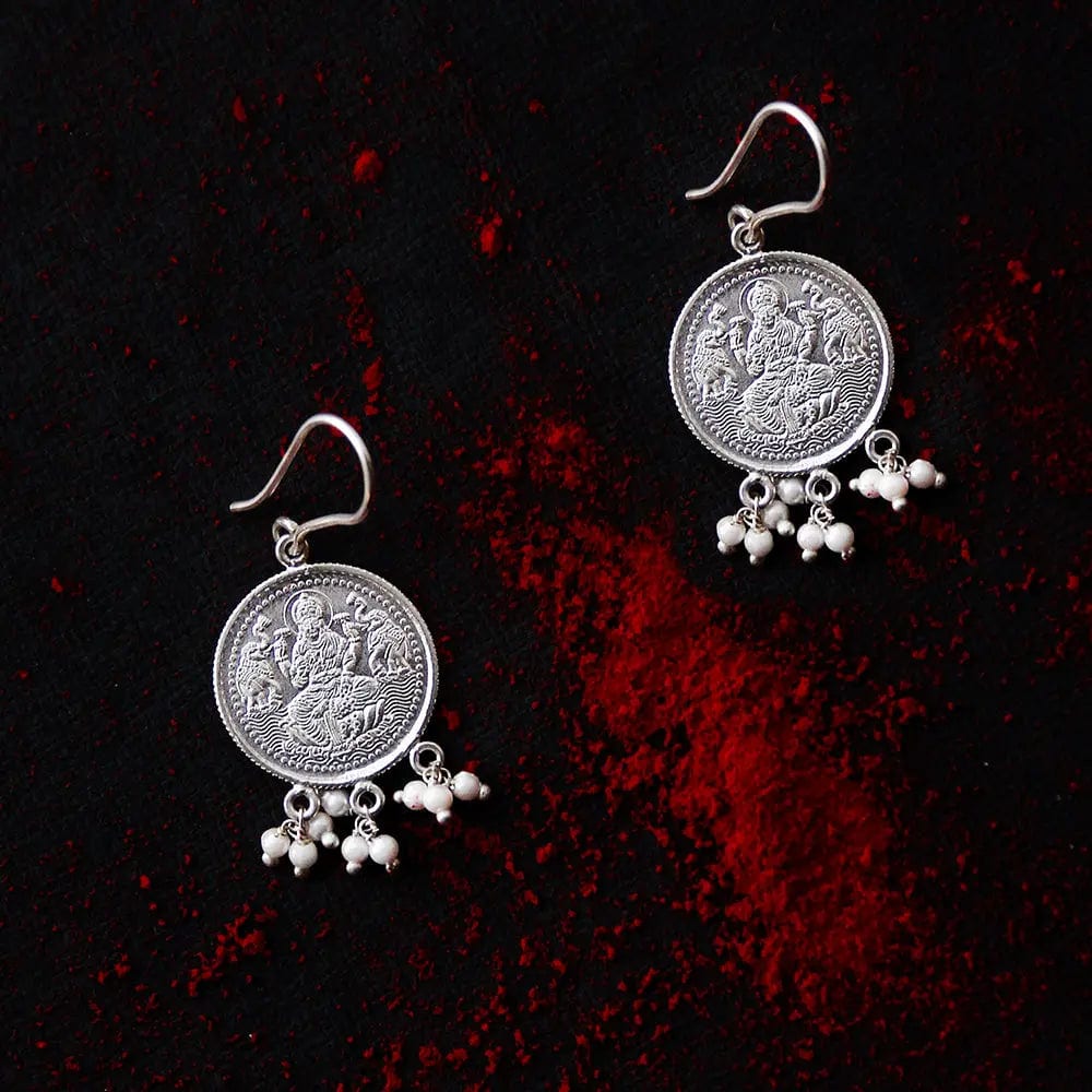 92.5 Silver coin Lakshmi Earring