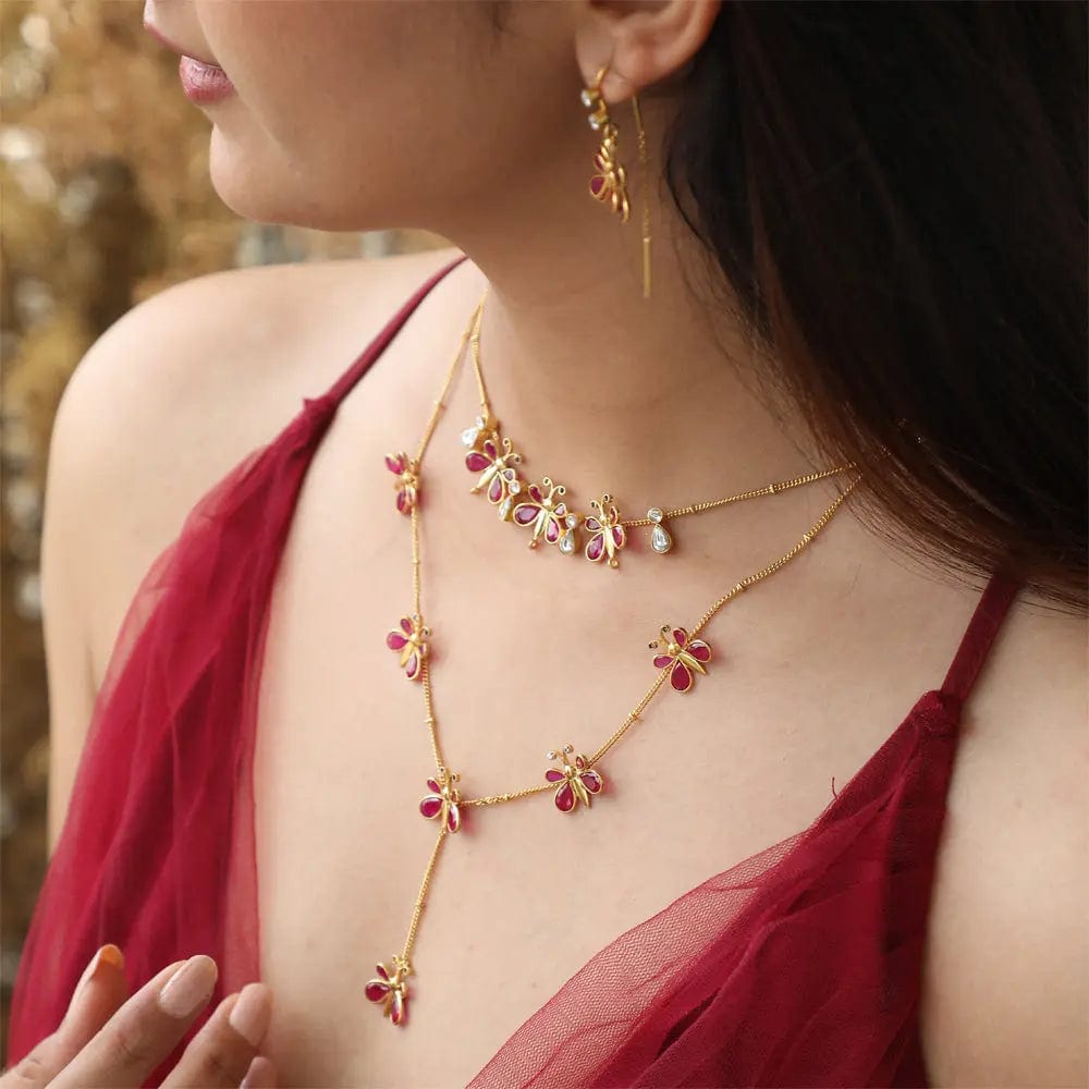 92.5 Silver Necklace With Three Butterfly Motifs