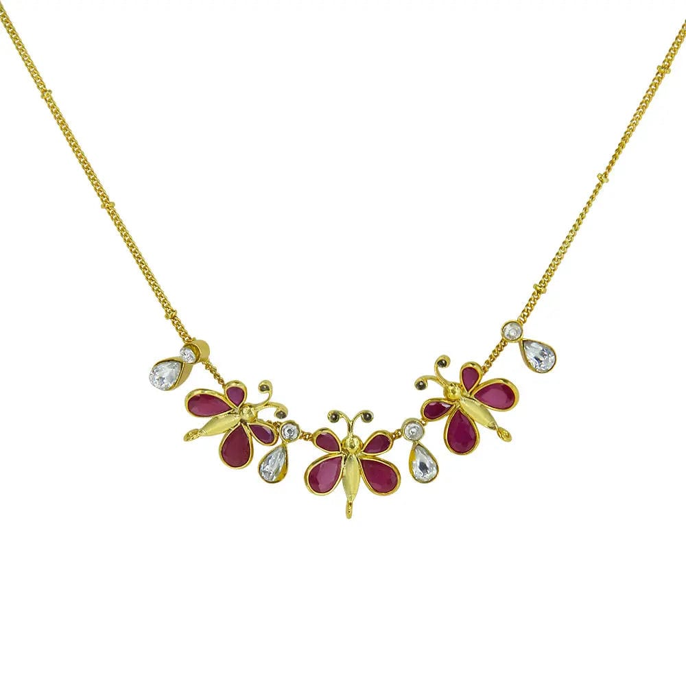 92.5 Silver Necklace With Three Butterfly Motifs