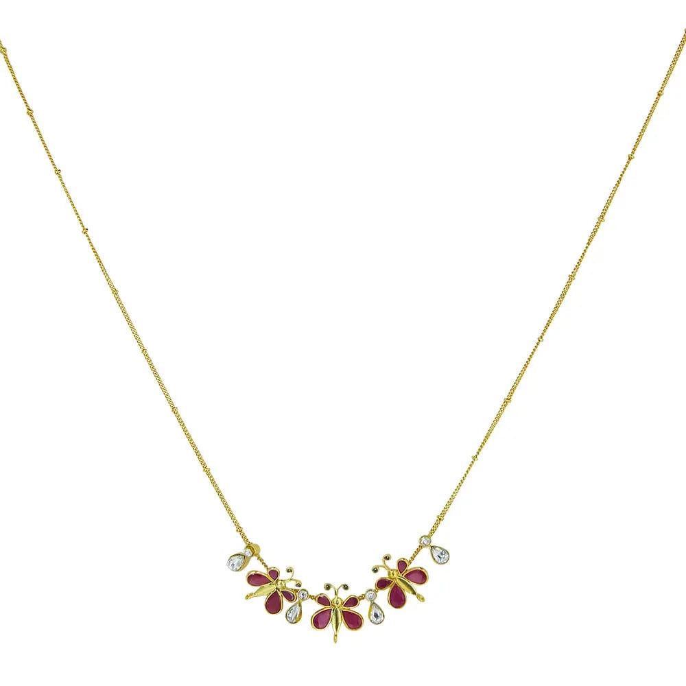 92.5 Silver Necklace With Three Butterfly Motifs