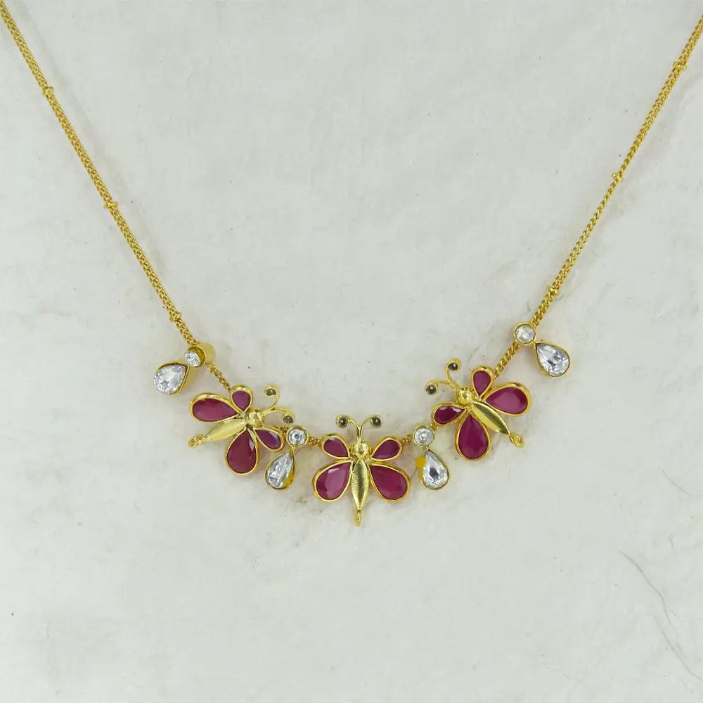 92.5 Silver Necklace With Three Butterfly Motifs