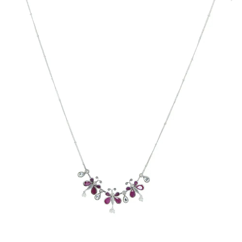 92.5 Silver Necklace With Three Butterfly Motifs