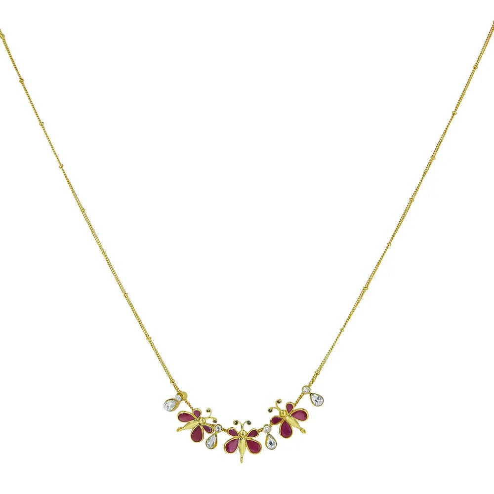 92.5 Silver Necklace With Three Butterfly Motifs