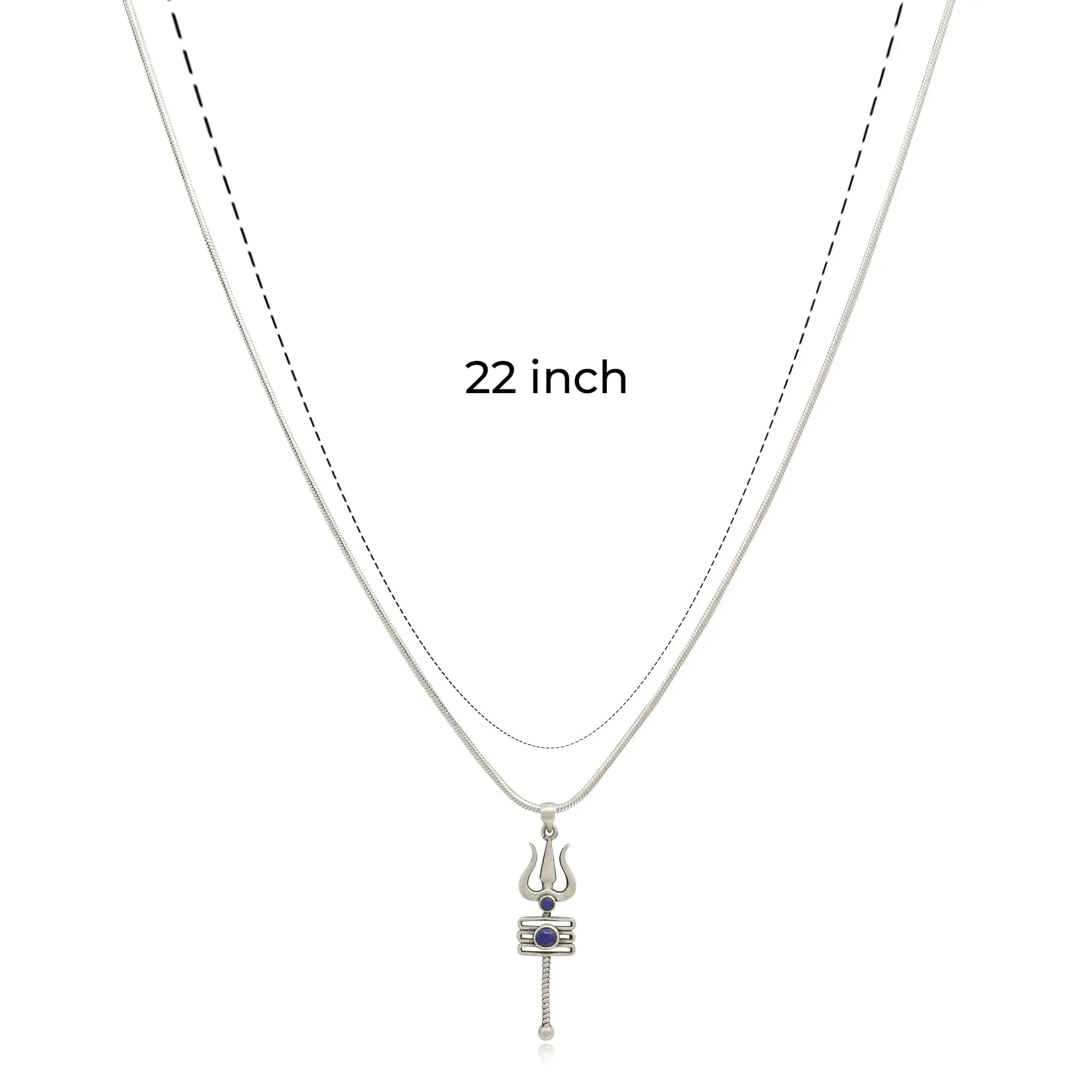 92.5 Silver Men's Blue Trishul Pendant