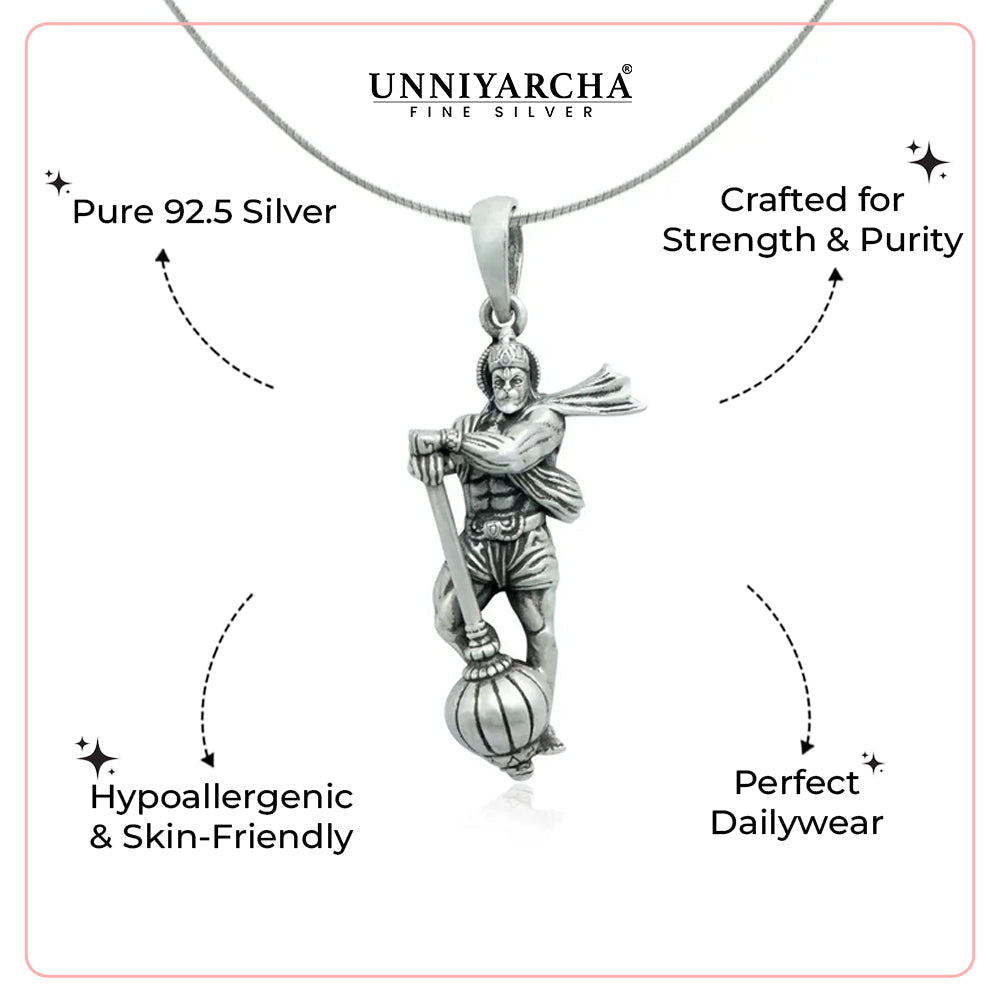 925 Sterling Silver Hanuman Ji Pendant