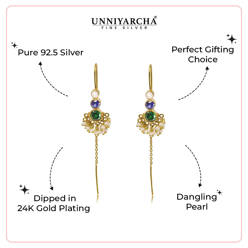 92.5 Sterling Silver Multicolor Sui Dhaga Earrings