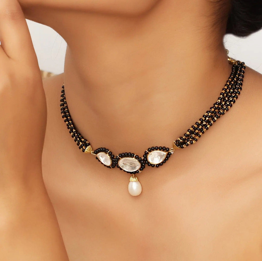 Authentic Silver Black bead choker Mangalsutra