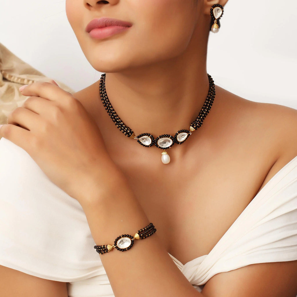 Authentic Silver Black bead choker Mangalsutra