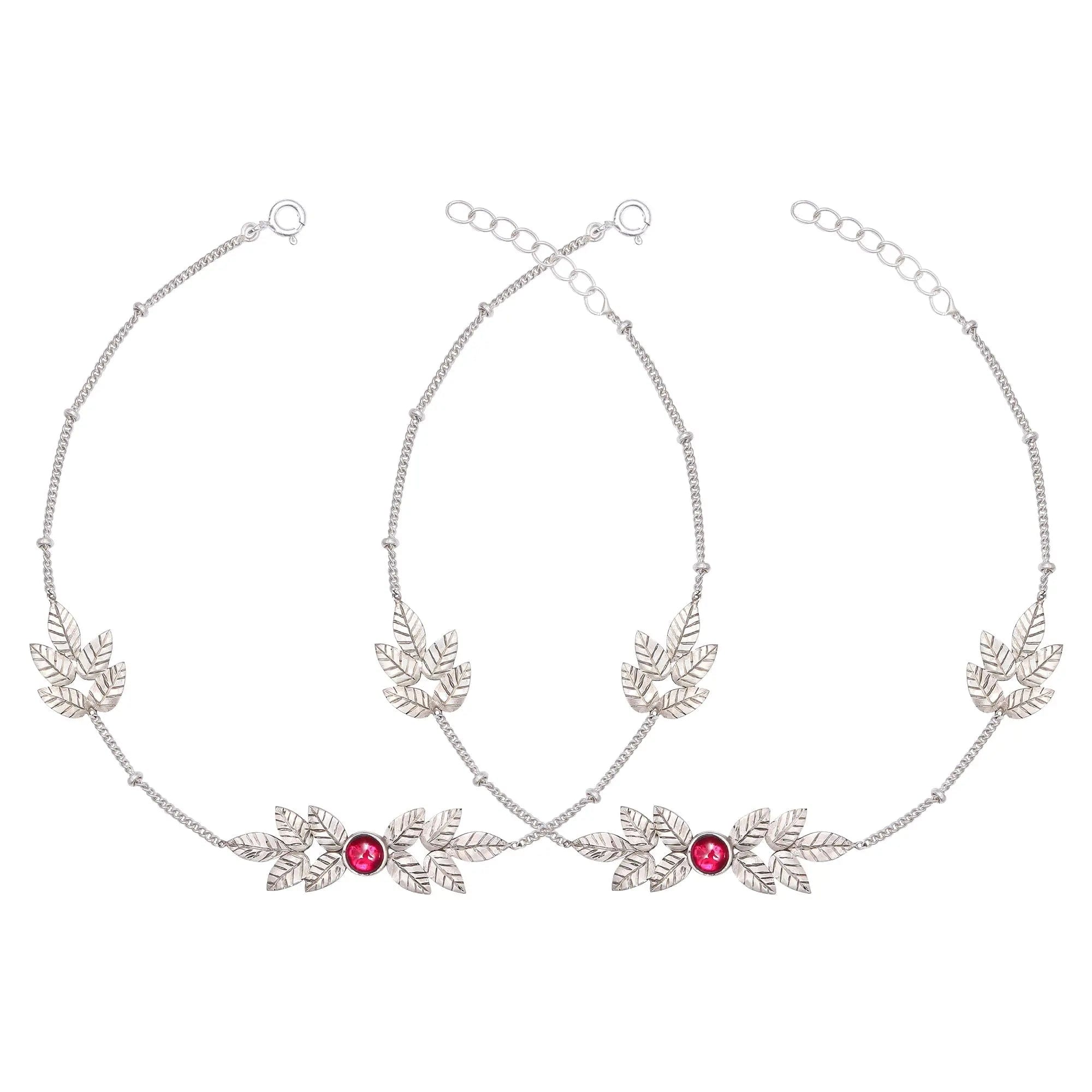 Autumn Leaves Silver 92.5 Anklet