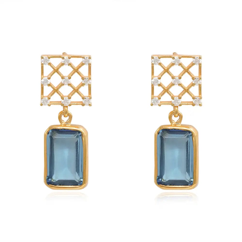 BLUE DROP SHOOTING STAR SILVER 92.5 CROSS ZIRCON EARRING
