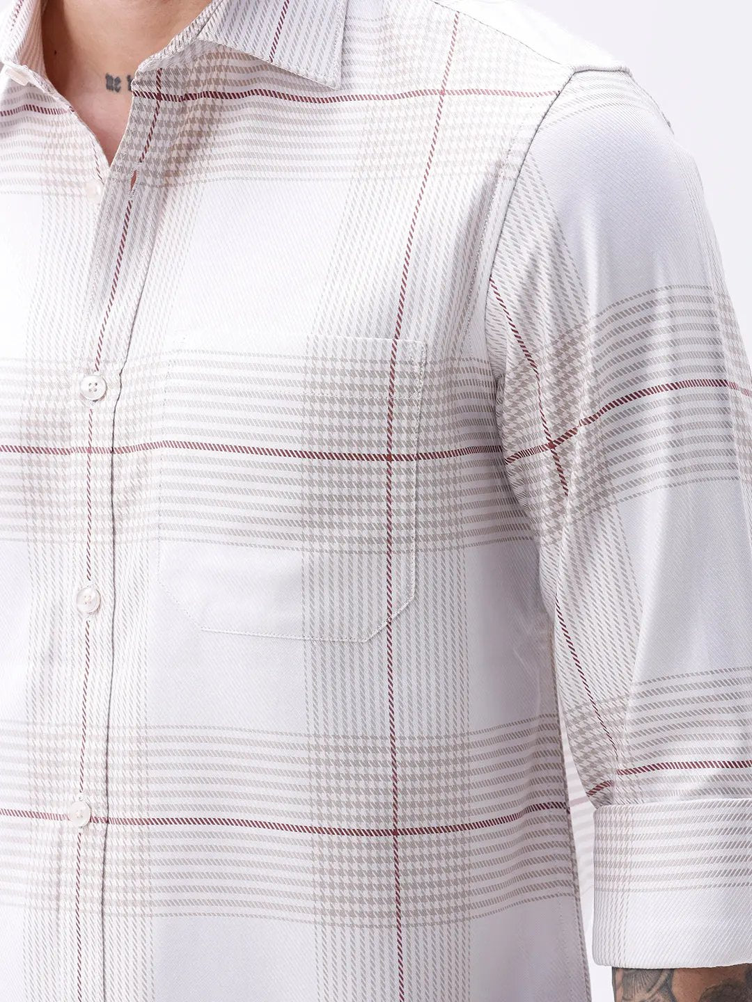 Beige Dobby Checks ShirtUnited By Hope