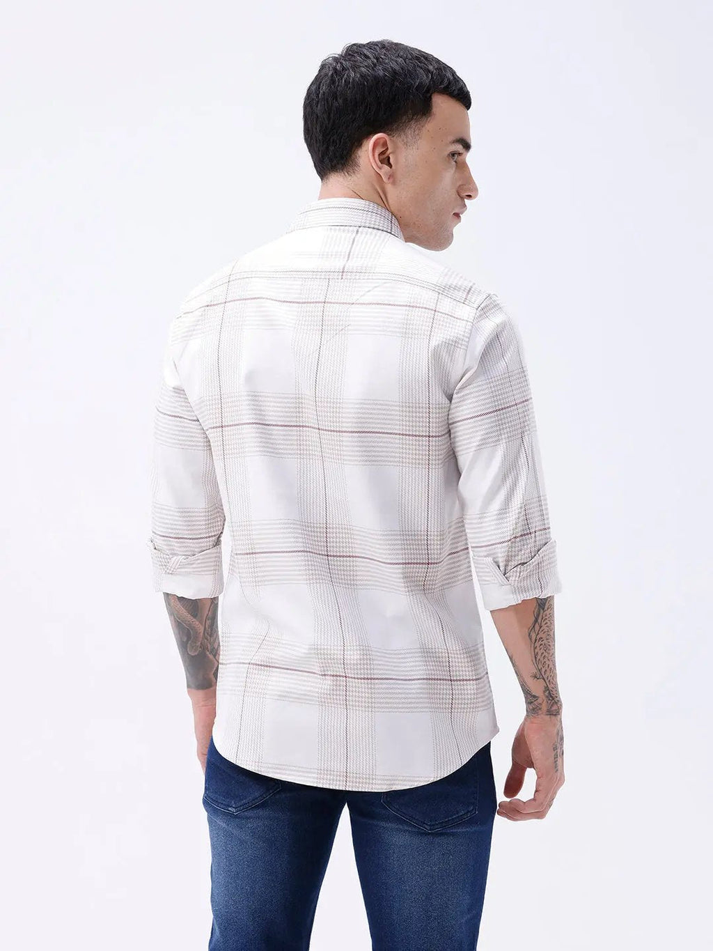 Beige Dobby Checks ShirtUnited By Hope