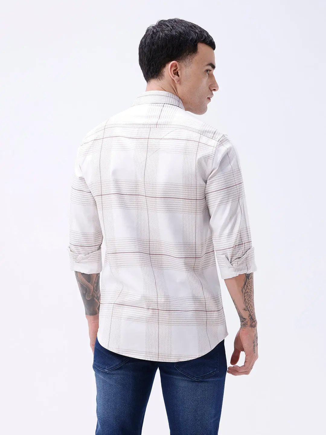 Beige Dobby Checks ShirtUnited By Hope