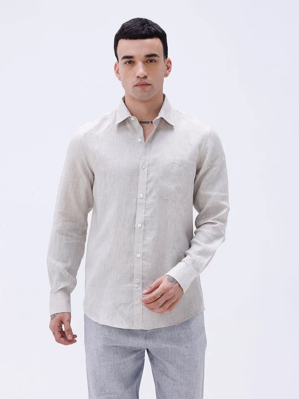 Beige Full Sleeve Linen ShirtUnited By Hope