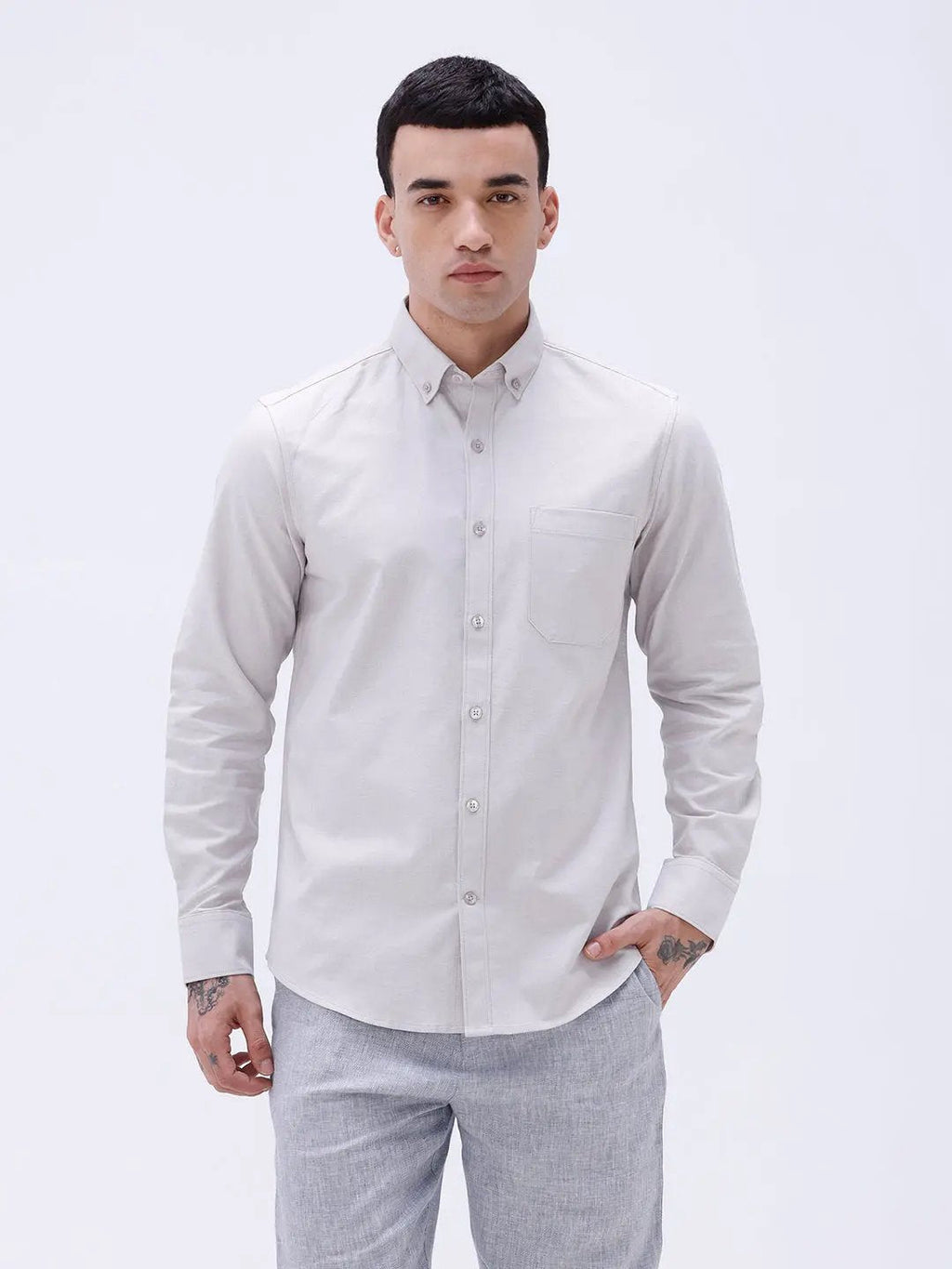 Beige Oxford Plain ShirtUnited By Hope