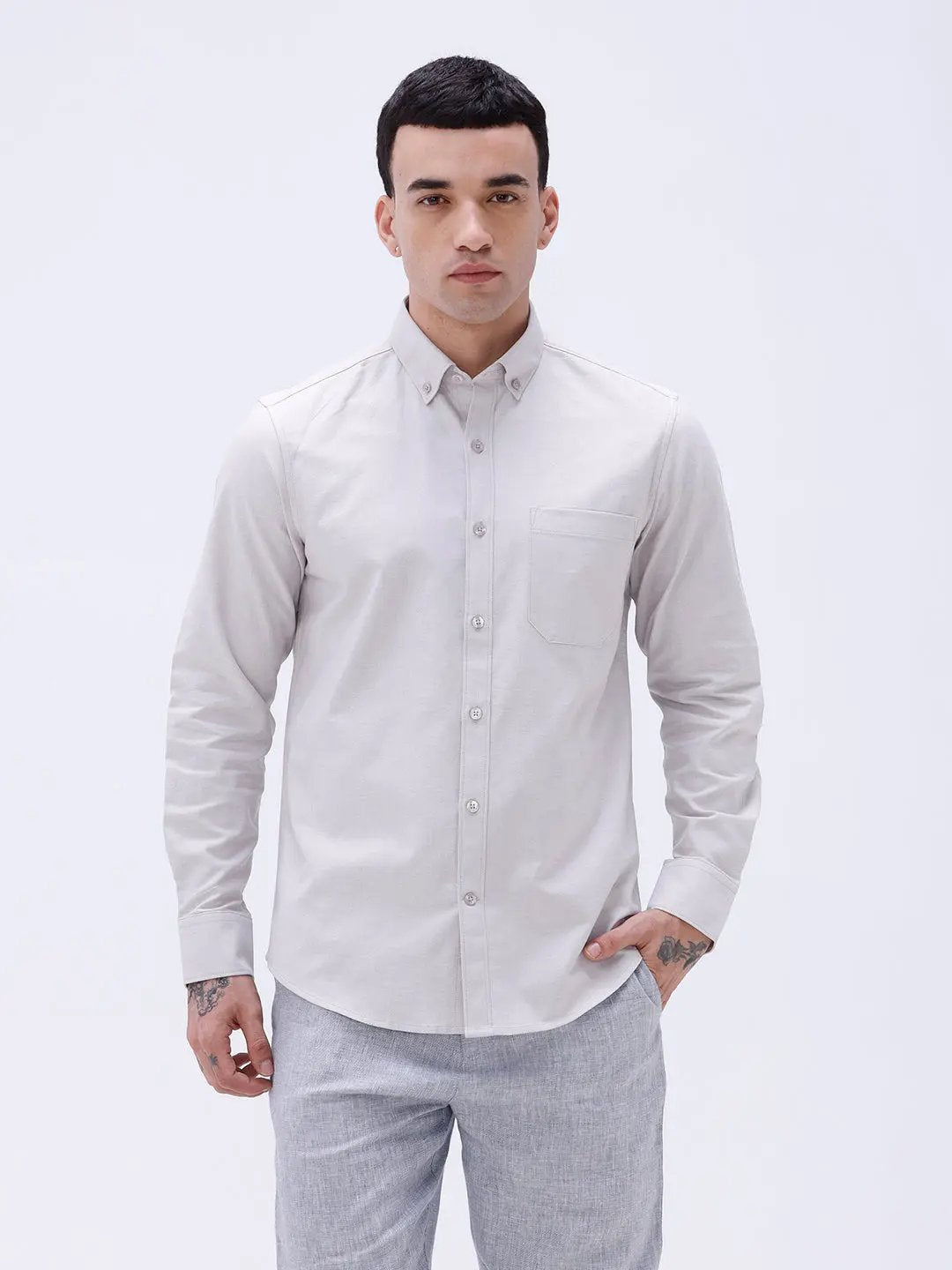 Beige Oxford Plain ShirtUnited By Hope