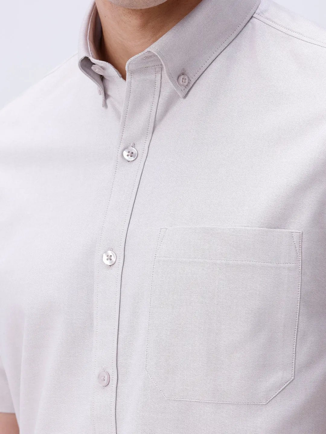 Beige Oxford Plain Short Sleeve ShirtUnited By Hope