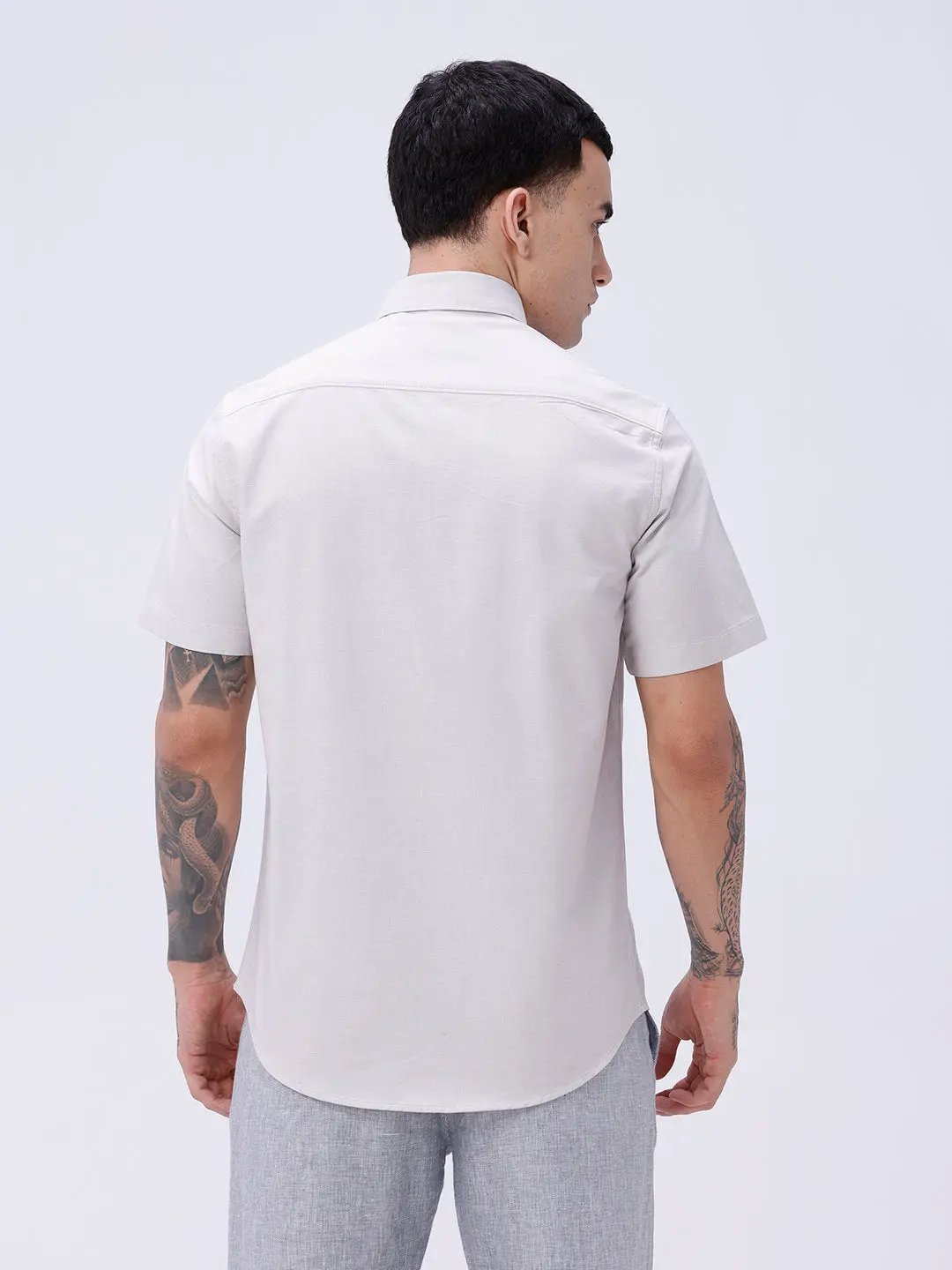 Beige Oxford Plain Short Sleeve ShirtUnited By Hope