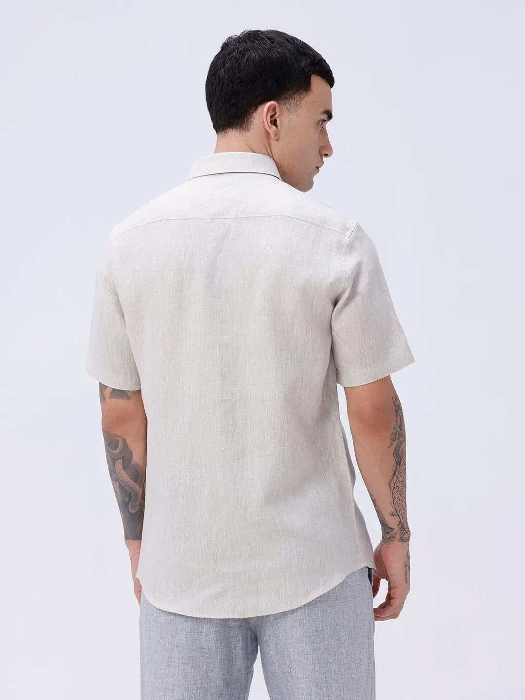 Beige Short Sleeve Linen ShirtUnited By Hope