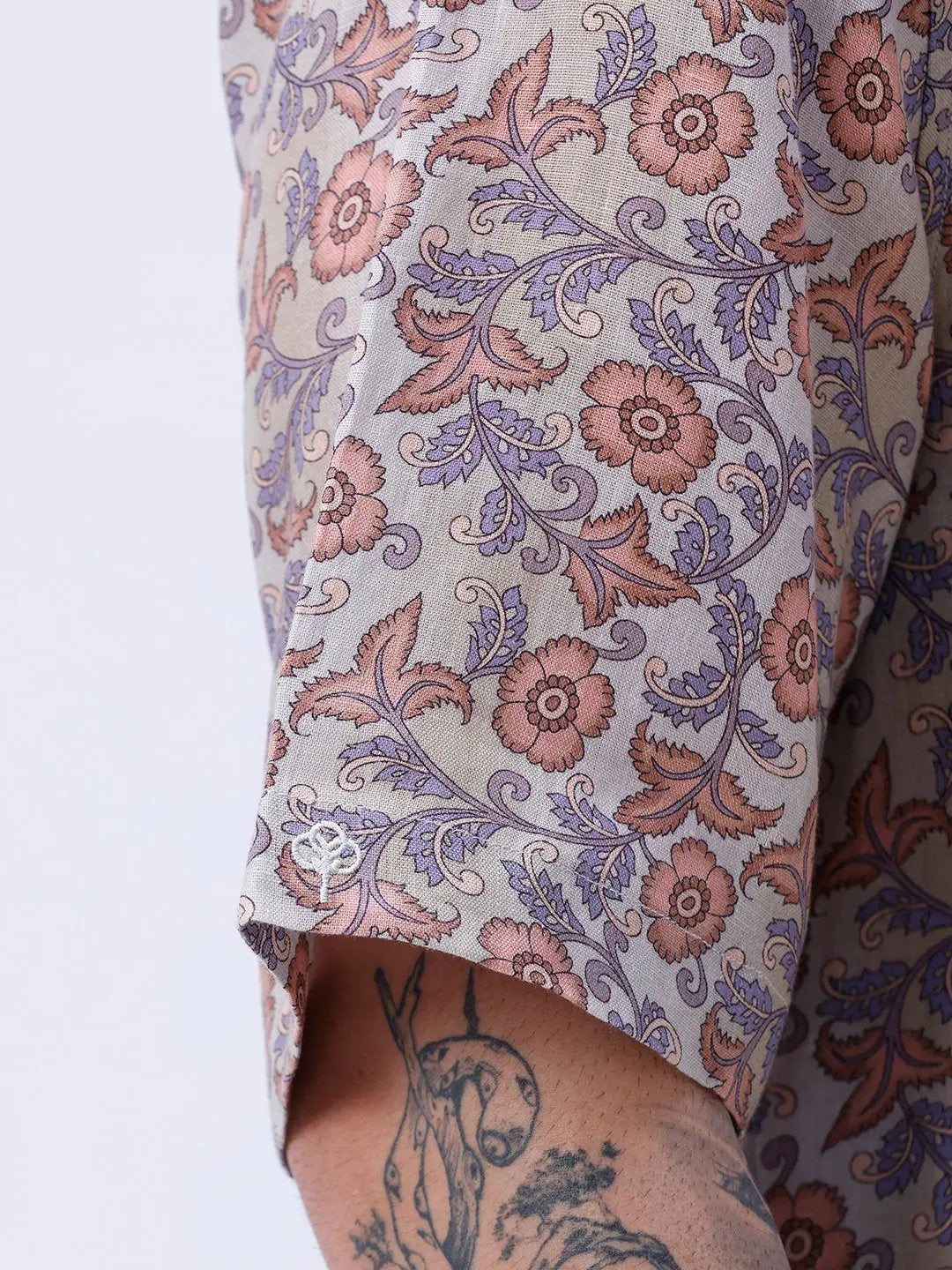 Beige and Brown Digi Print Linen ShirtUnited By Hope