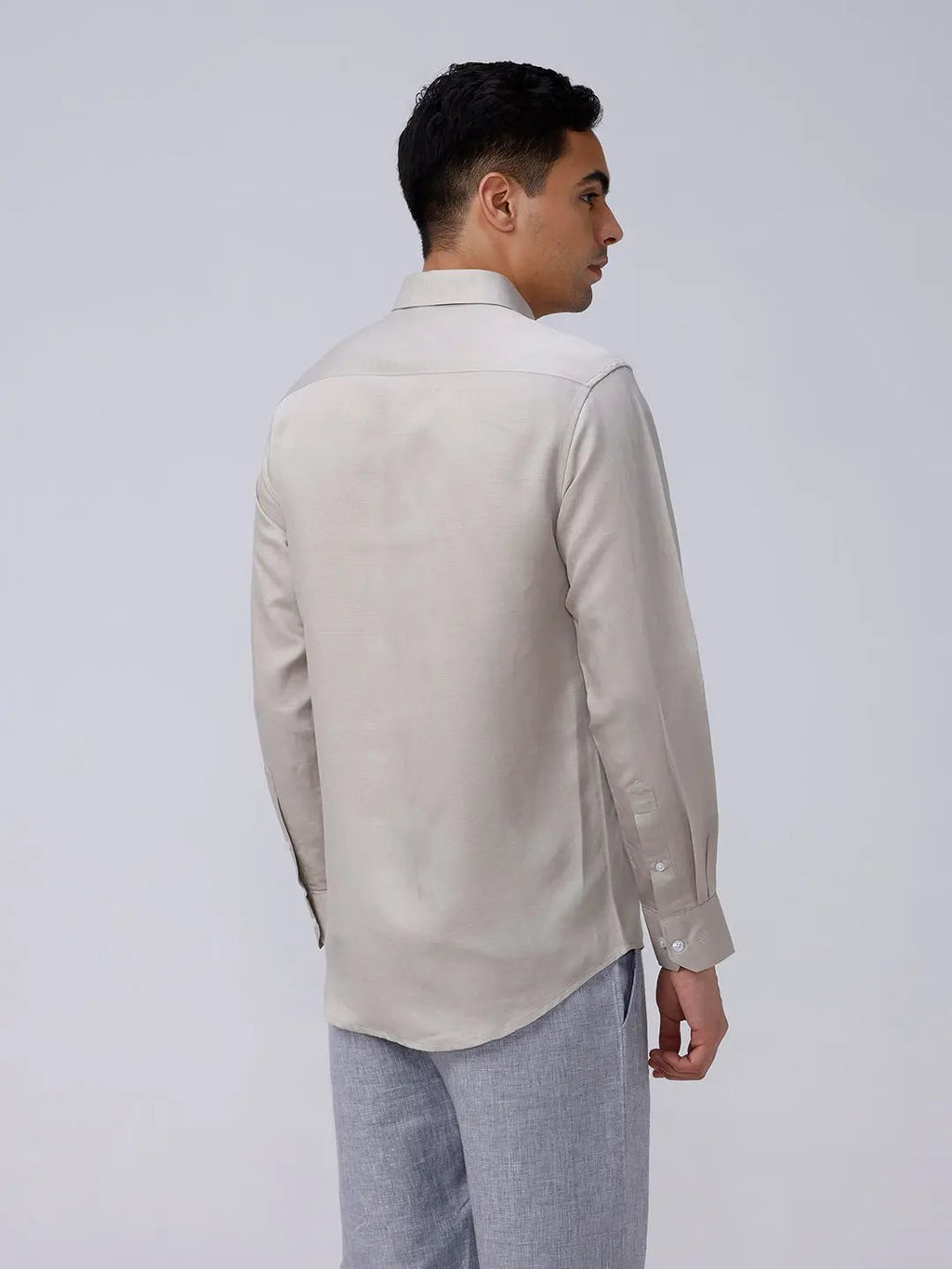 Beige and Brown Plain Tencel ShirtUnited By Hope