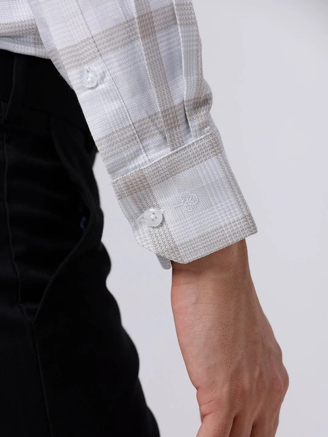 Beige and Green Checks Twill ShirtUnited By Hope