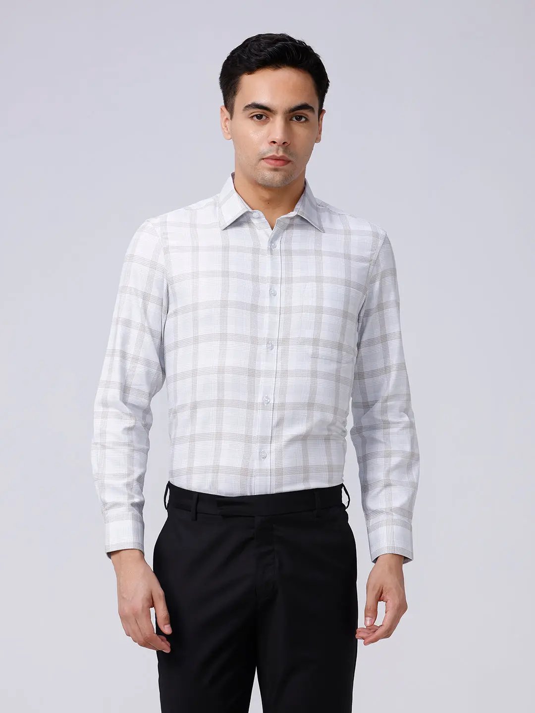 Beige and Green Checks Twill ShirtUnited By Hope