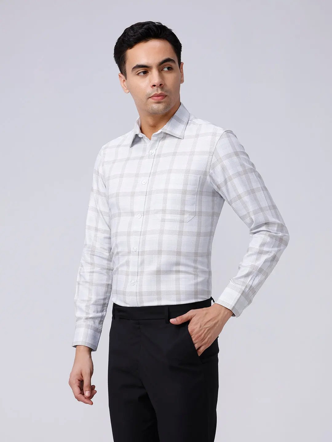 Beige and Green Checks Twill ShirtUnited By Hope