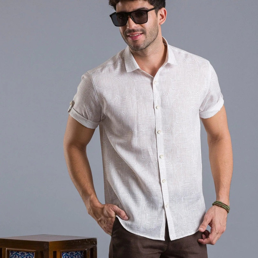 Beige printed linen shirtUnited By Hope