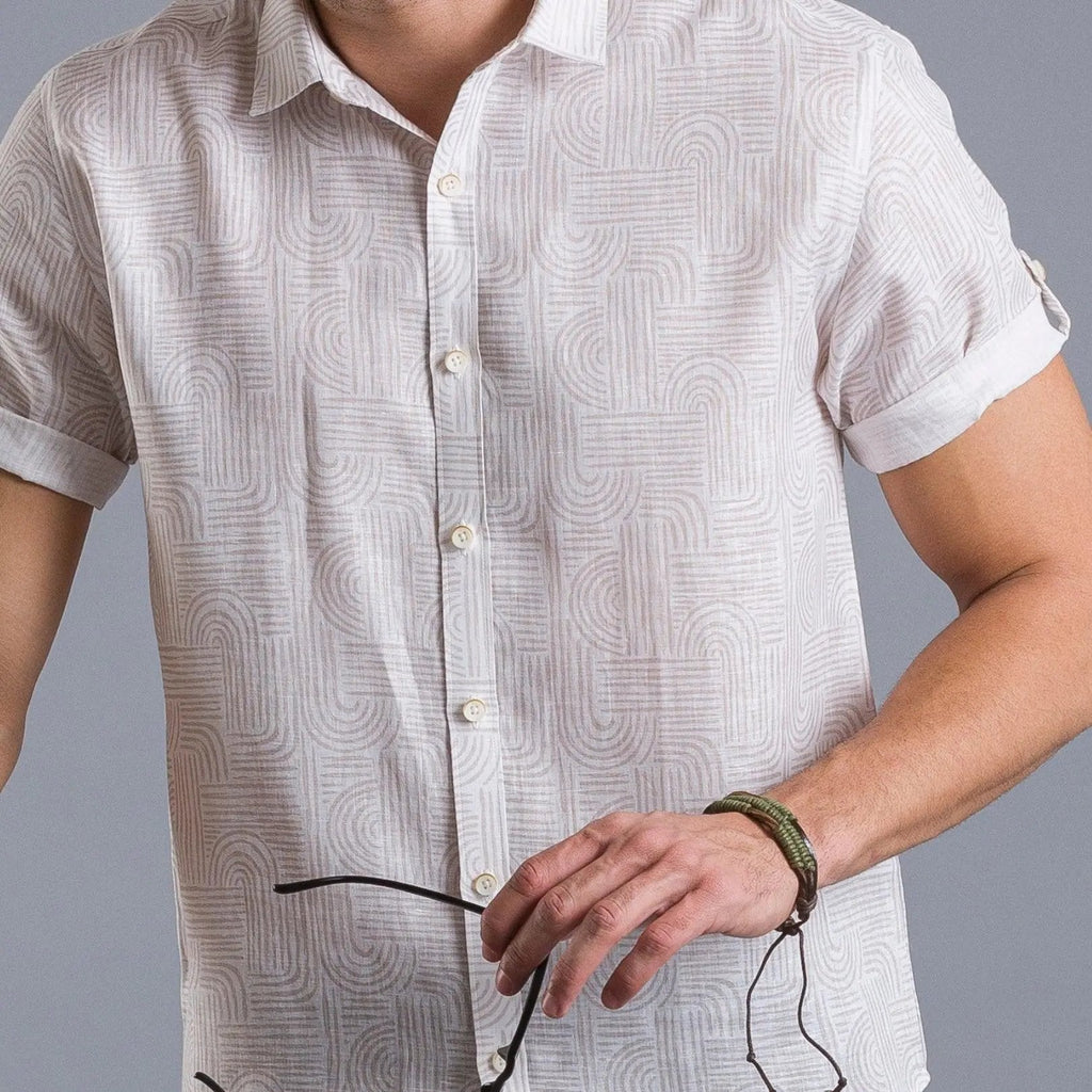 Beige printed linen shirtUnited By Hope