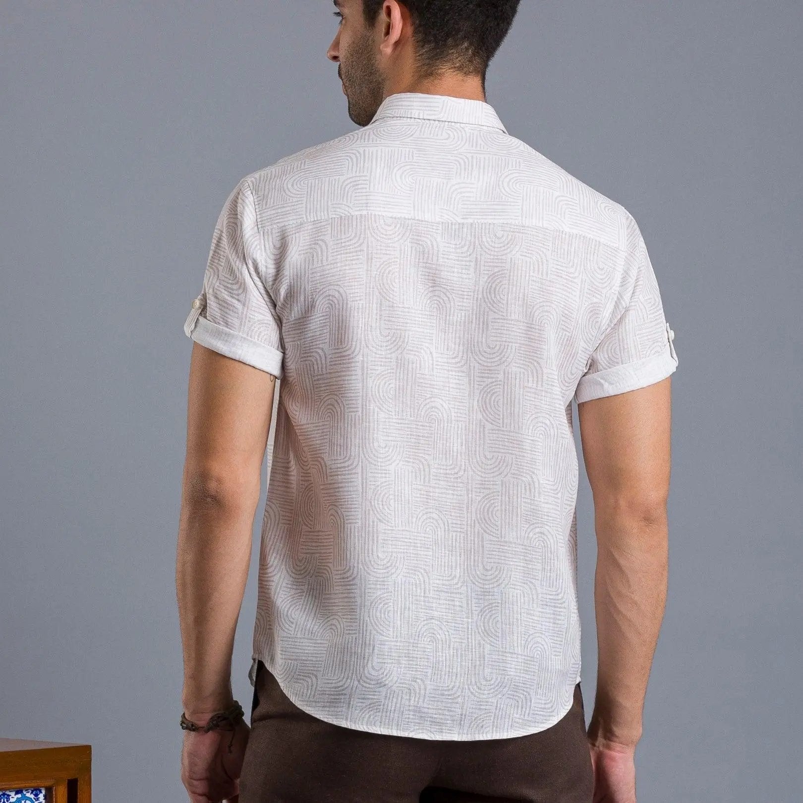 Beige printed linen shirtUnited By Hope