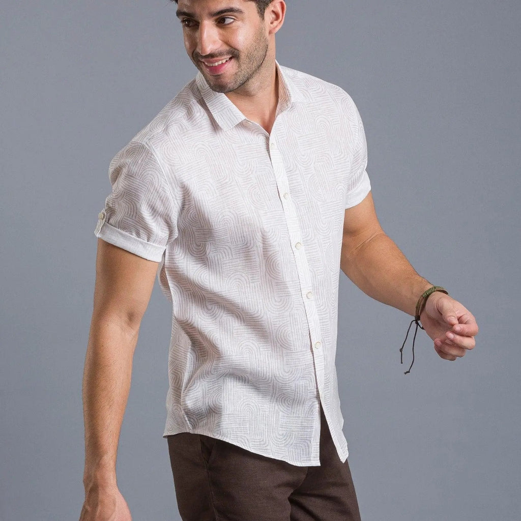 Beige printed linen shirtUnited By Hope
