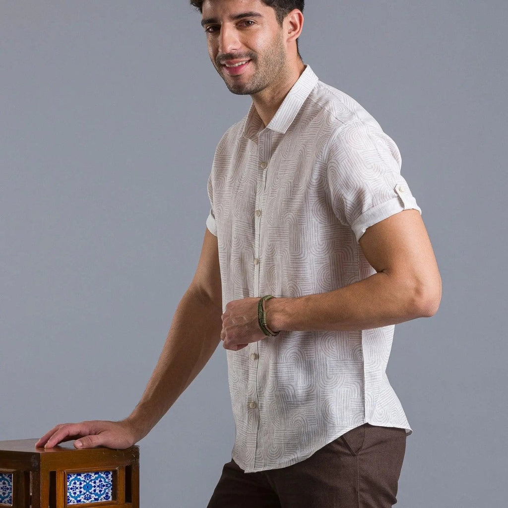 Beige printed linen shirtUnited By Hope