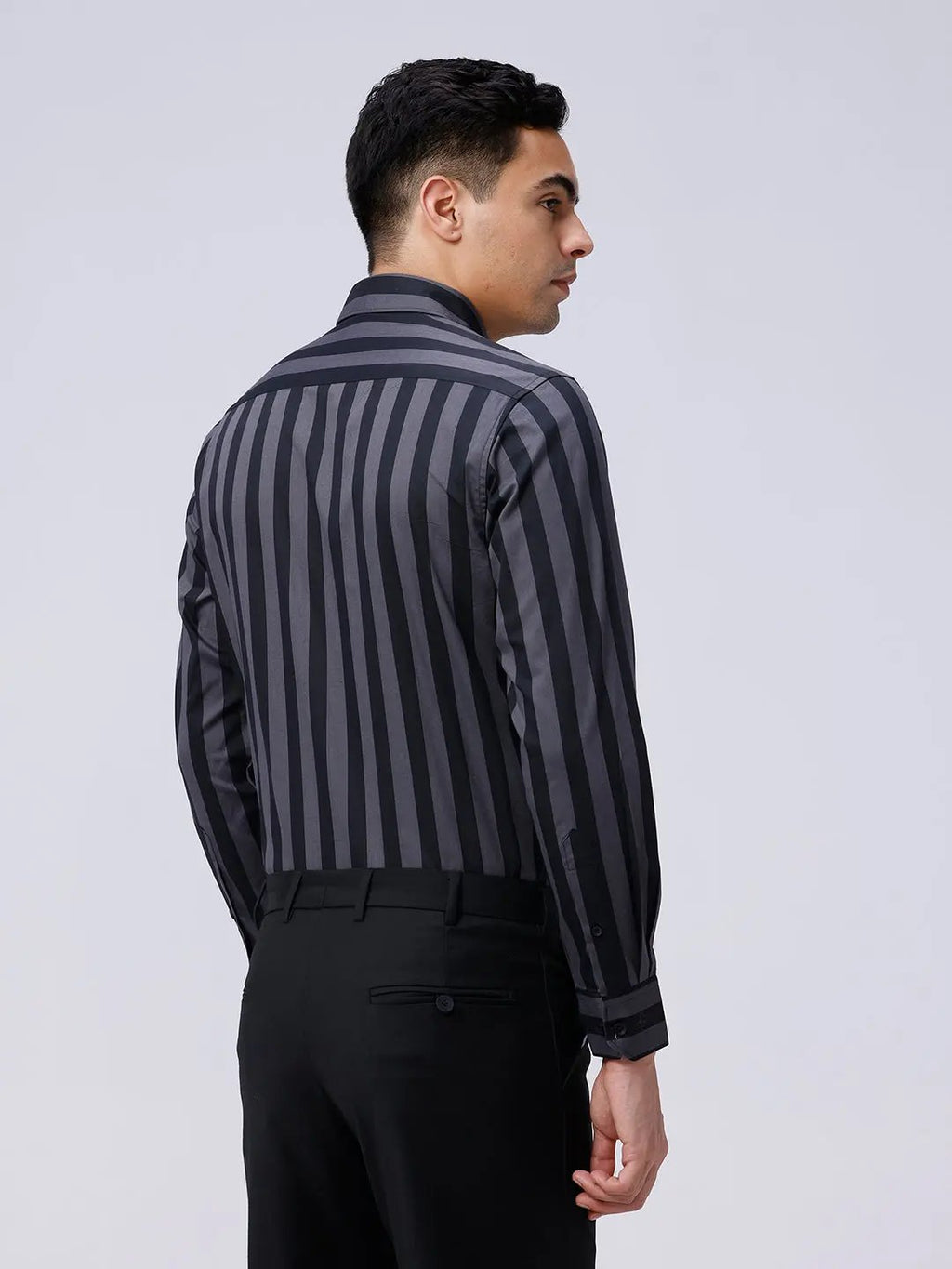 Black and Grey Stripes Dobby Button Down ShirtUnited By Hope