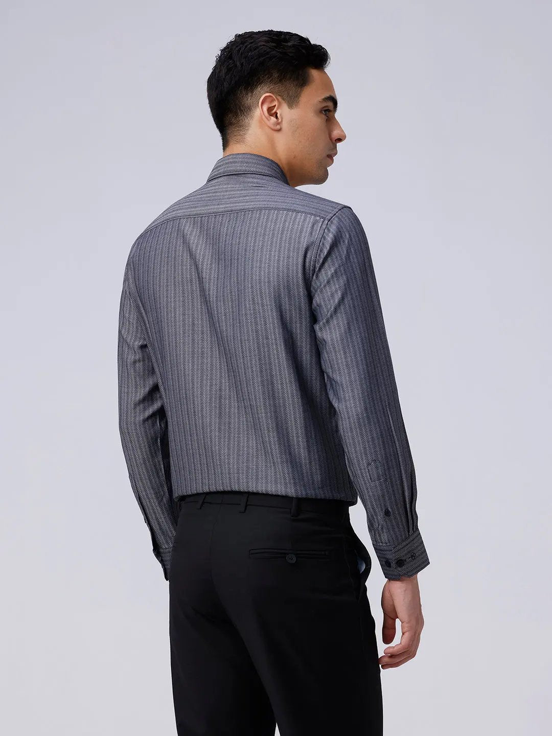 Black and Grey Stripes Dobby ShirtUnited By Hope