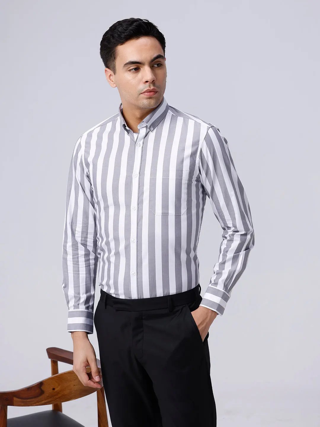 Black and White Stripes Dobby ShirtUnited By Hope