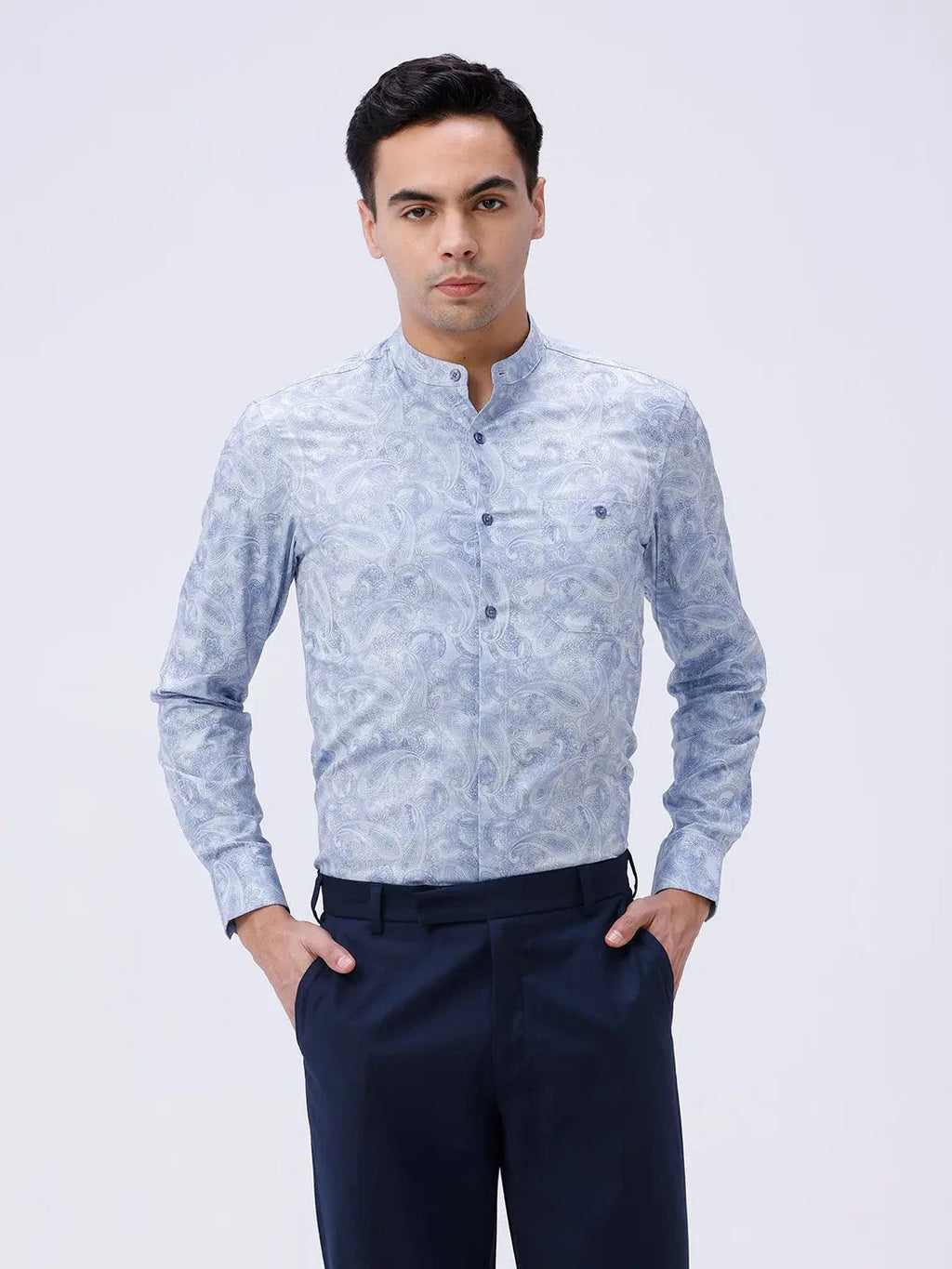 Blue Cotton Melange Printed ShirtUnited By Hope