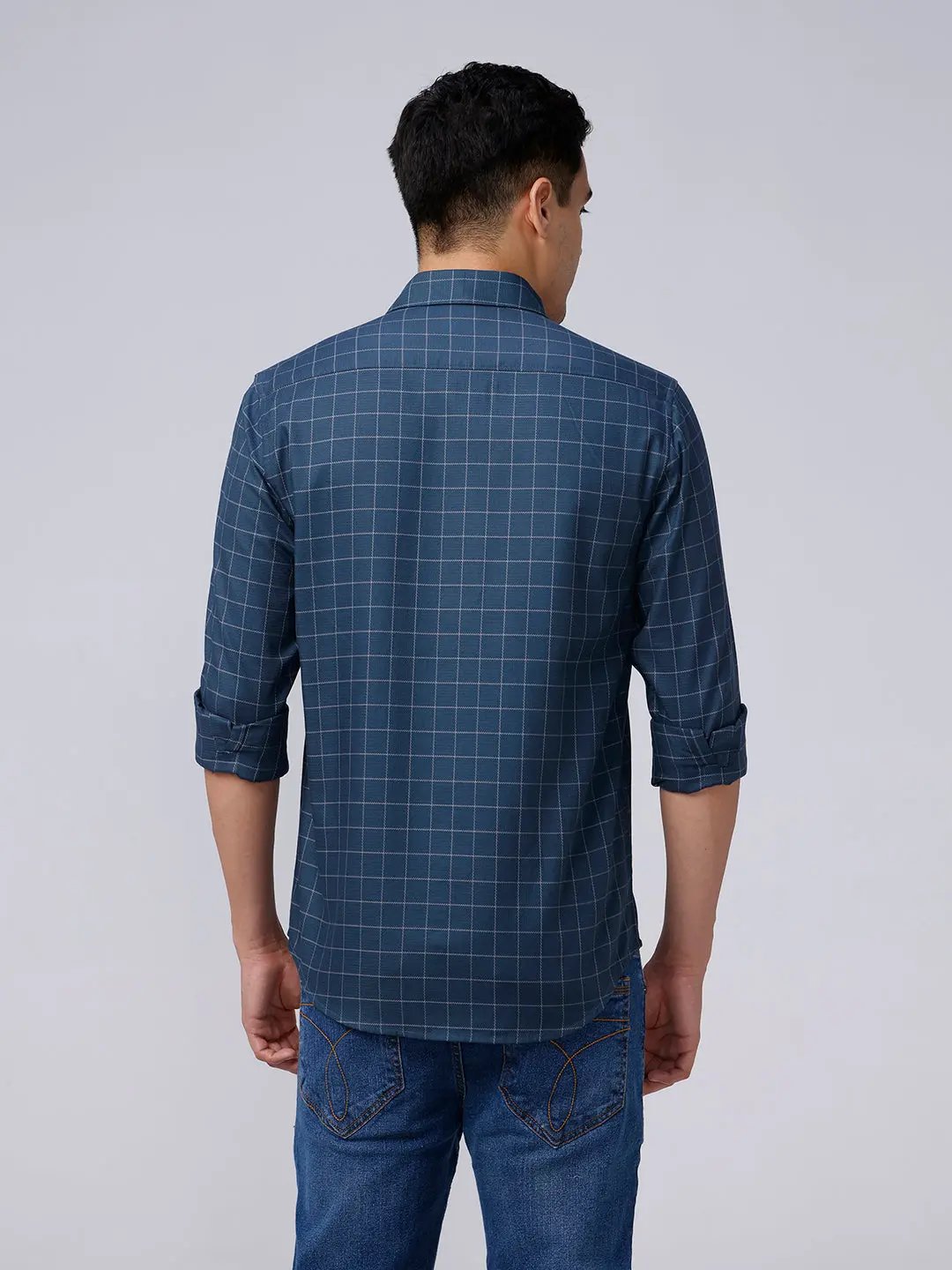 Blue Dobby Checks ShirtUnited By Hope