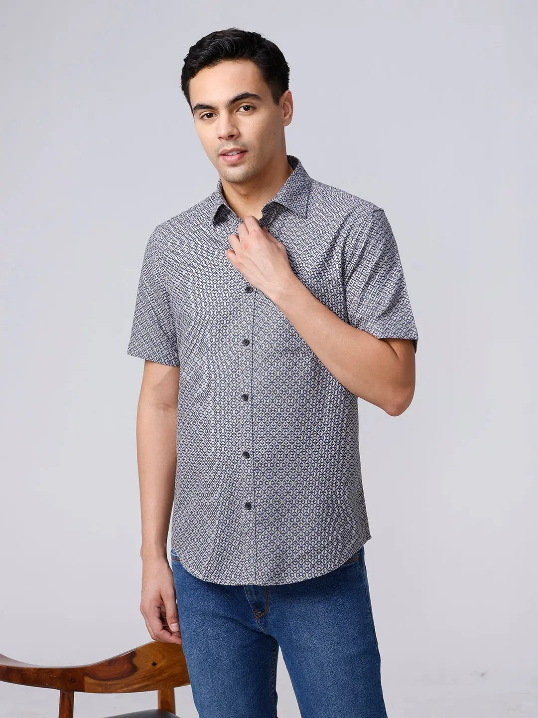 Blue Dobby Prints ShirtUnited By Hope