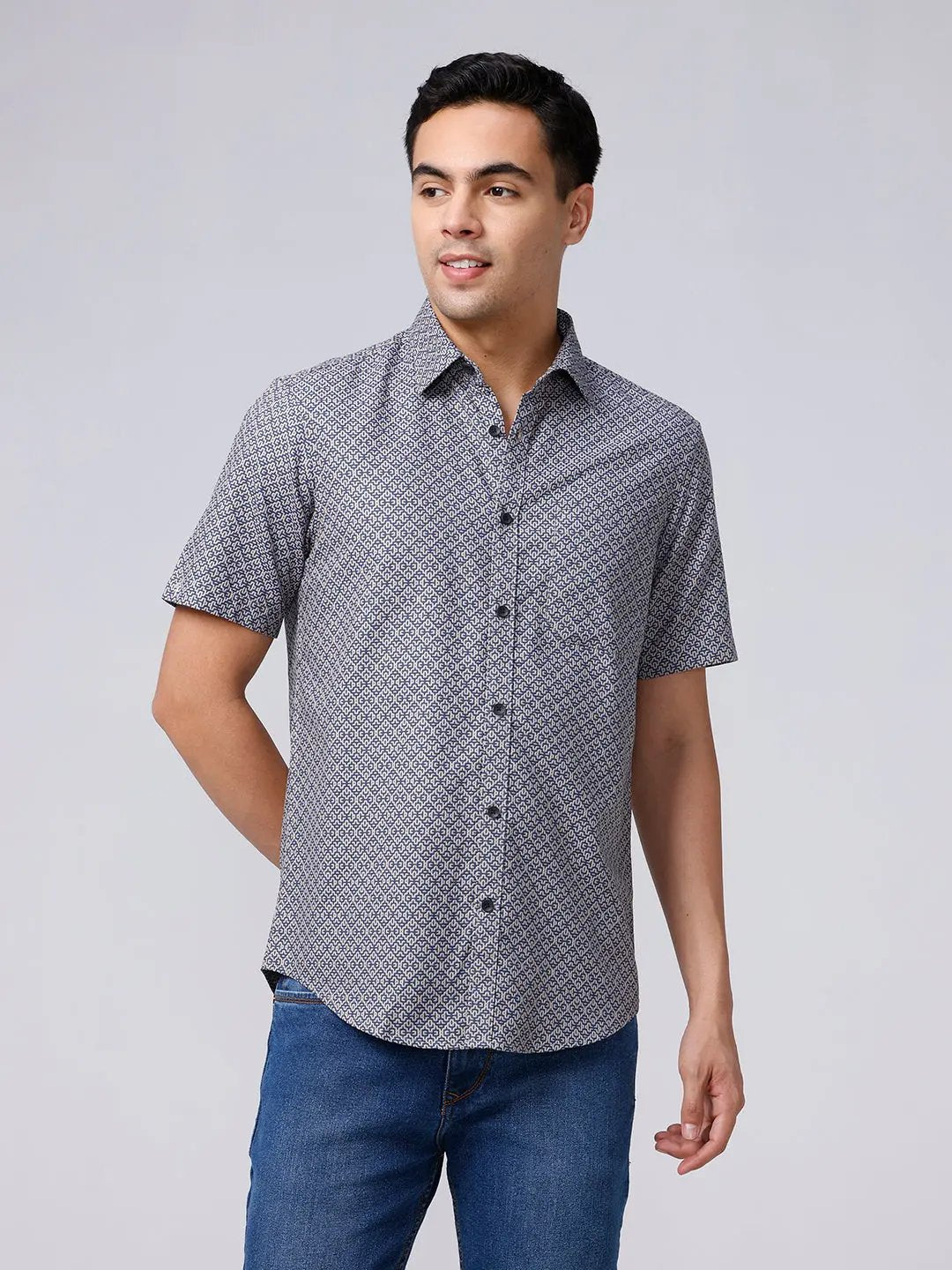 Blue Dobby Prints ShirtUnited By Hope