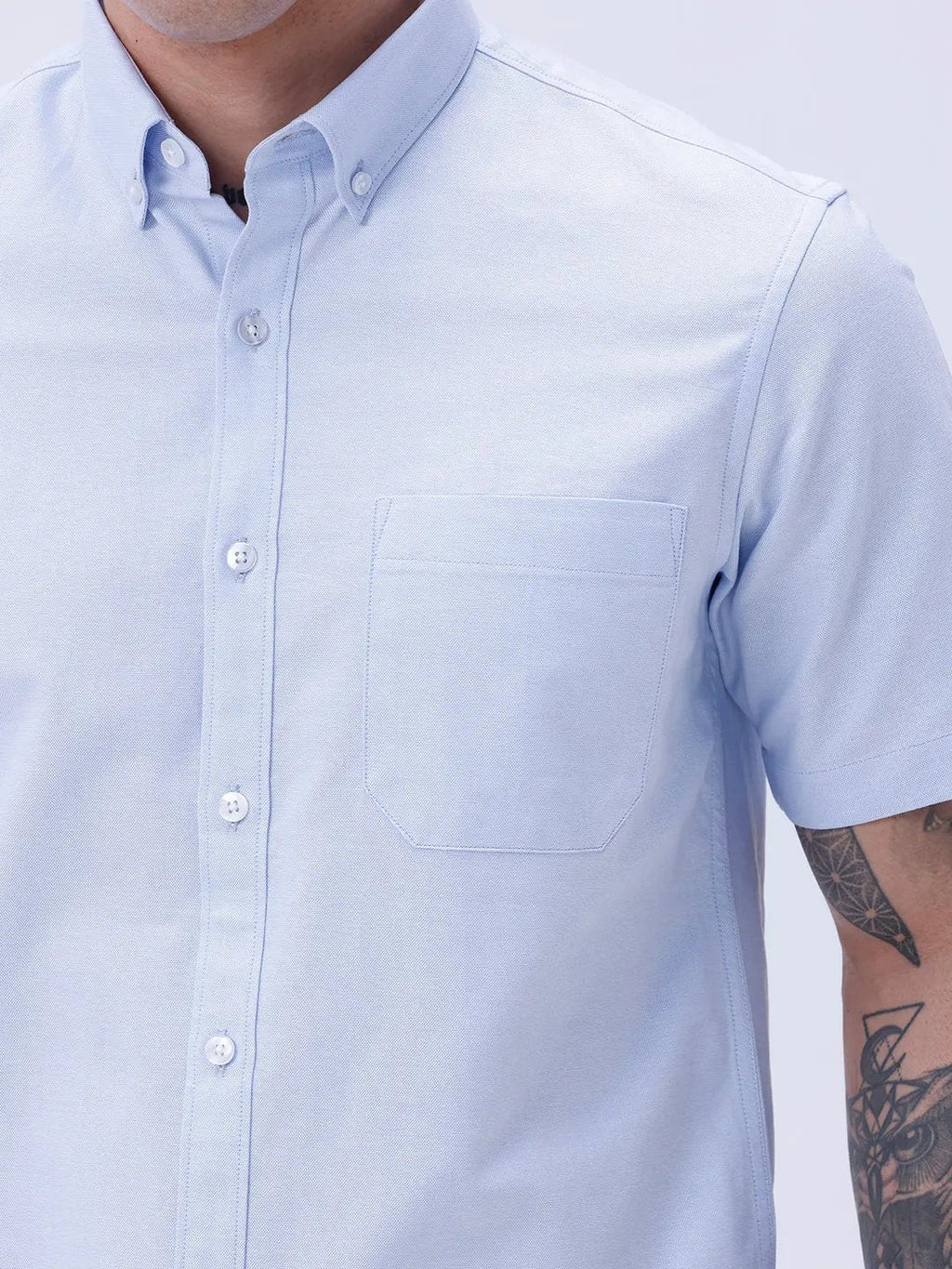 Blue Oxford Plain Short Sleeve ShirtUnited By Hope